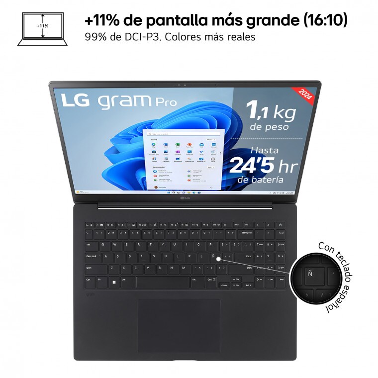 LG gram Pro 16Z90SP Windows 11 Home/ i7/ 16GB/ 512GB SSD/ 1,1Kg/ 24,5h, 16Z90SP-K.AA75Z.EEES.C
