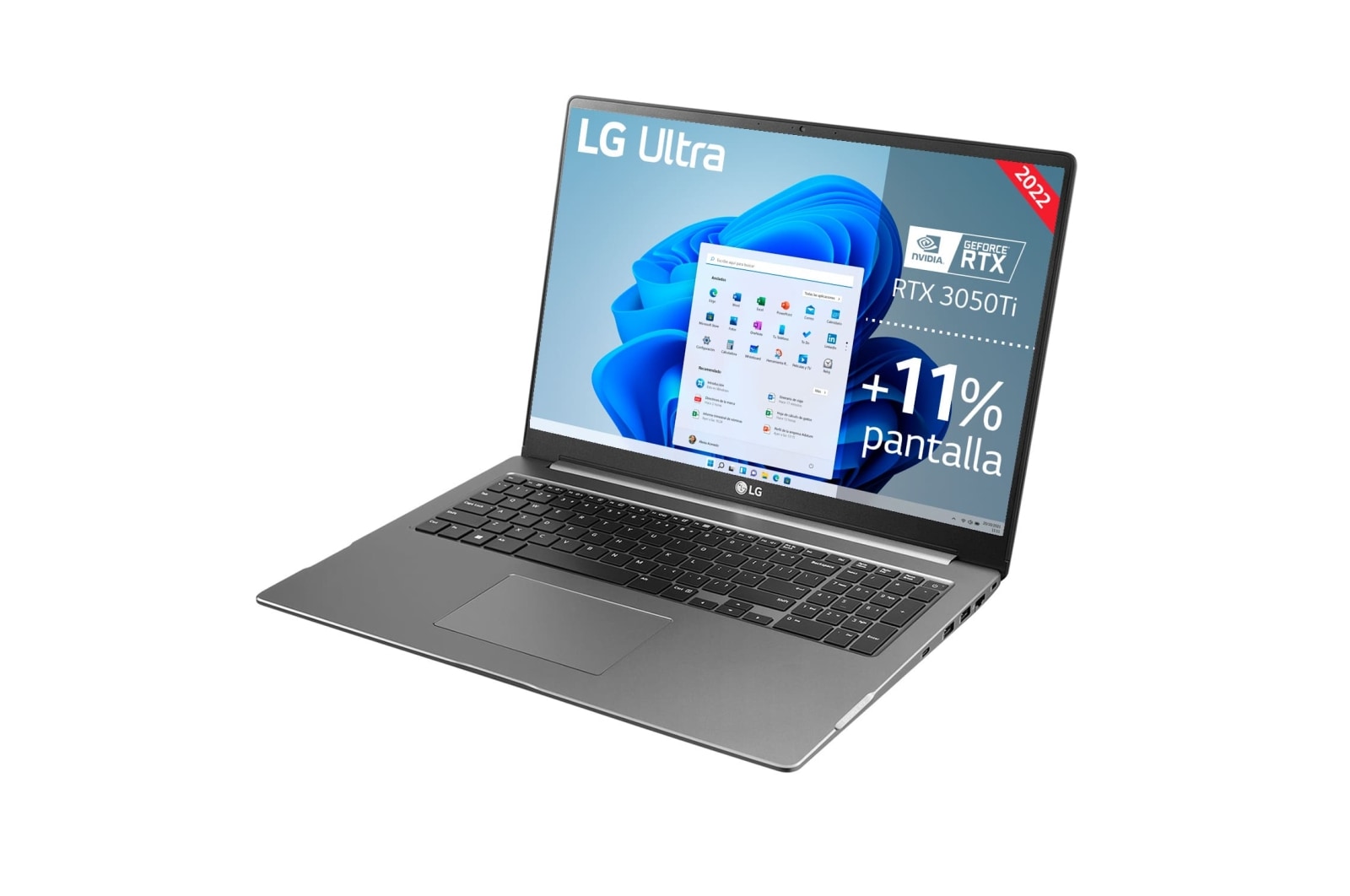 LG Ultra 17U70Q-P.AA75B <br>Windows 11 Home - Portátil de 43,18cm (17'') WQXGA IPS (1,95kg, autonomía 18,5h, Intel i7 12ª gen., NVIDIA® GeForce® RTX 3050 ti, 16GB RAM, 512GB SSD NVMe) Plata - Teclado Español, 17U70Q-P.AA75B