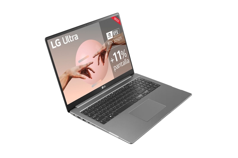 LG Ultra 17U70Q Windows 11 Home - Portátil de 43,6 cm (17'') WQXGA IPS (1,95kg, autonomía 11h, Intel i7 12ª gen., NVIDIA® GeForce® RTX 3050 ti, 4GB VRAM, 32GB RAM, 1TB SSD NVMe) Plata - Teclado Español, 17U70Q-P.AD78B