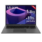 LG gram 17Z90Q Windows 11 Home - Portátil ultraligero de 43,6 cm (17") WQXGA 16:10 IPS (1,3 Kg, autonomía 12h, Intel EvoTM i7 12ª gen., Iris Xe,  16GB RAM, 1TB SSD NVMe) Plata - Teclado Español, 17Z90Q-G.AA79B