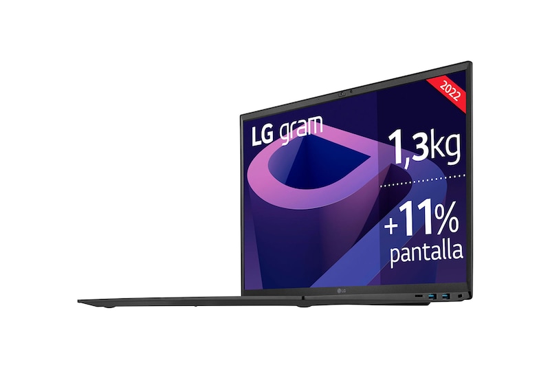 LG gram 17Z90Q Windows 11 Pro - Portátil ultraligero de 43,6 cm (17") WQXGA 16:10 IPS (1,3 Kg, autonomía 12h, Intel EvoTM i7 12ª gen., Iris Xe,  32GB RAM, 2TB SSD NVMe) Negro - Teclado Español, 17Z90Q-G.AP7BB