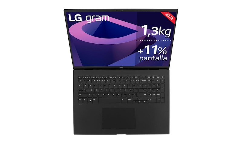 LG gram 17Z90Q Windows 11 Pro - Portátil ultraligero de 43,6 cm (17") WQXGA 16:10 IPS (1,3 Kg, autonomía 12h, Intel EvoTM i7 12ª gen., Iris Xe,  32GB RAM, 2TB SSD NVMe) Negro - Teclado Español, 17Z90Q-G.AP7BB