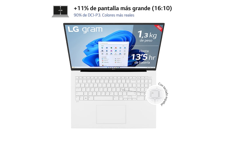 LG gram 17Z90R/ Windows 11 Home/ i7/ 32GB/ 512GB SSD/ 1,35Kg/ 20h, 17Z90R-G.AD74B