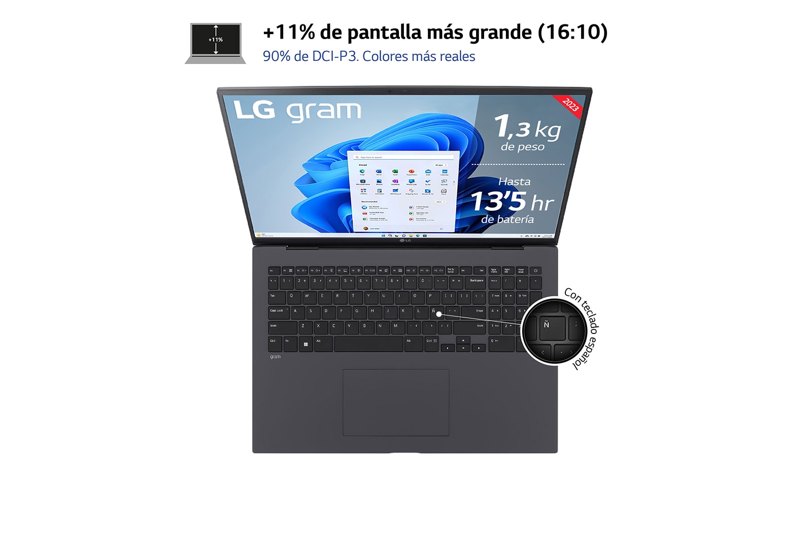 LG gram 17Z90R/ Windows 11 Home/ i7/ 32GB/ 1TB SSD/ 1,35Kg/ 20h, 17Z90R-G.AD79B
