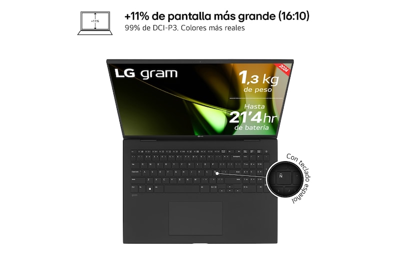 LG gram de 17 pulgadas Laptop Ligero de 16GB RAM Intel® Core™ Ultra 7 | Windows 11, Pantalla IPS Antirreflejo, 17ZD90S-G.AX75B