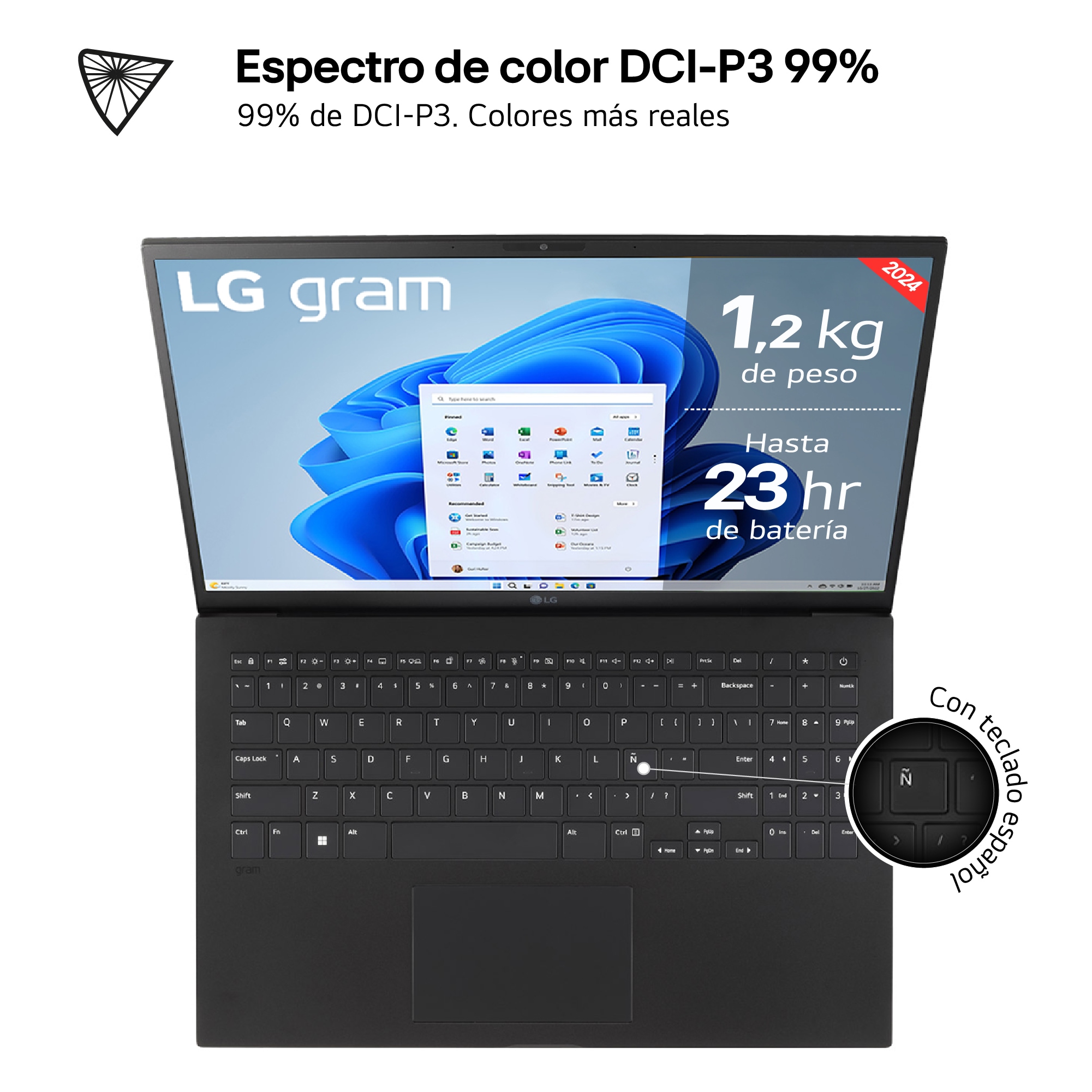 LG gram de 15 pulgadas Laptop Ligero de 16GB RAM Intel® Core™ Ultra 7 | Windows 11, Pantalla IPS Antirreflejo, 15Z90S-G.AA75B