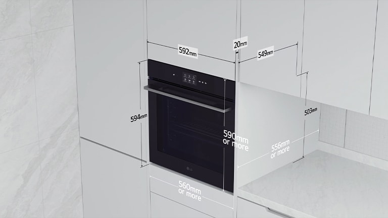 Imagen que muestra las dimensiones del horno