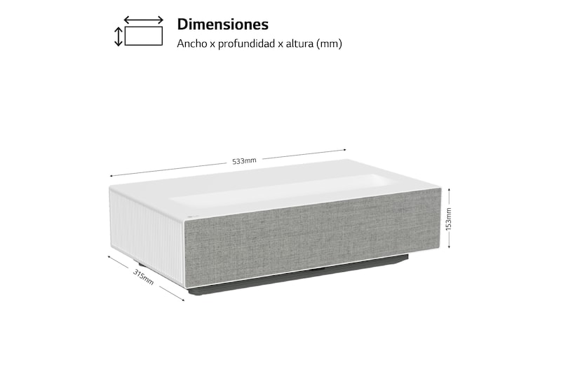 LG Proyector HU715QW - LG CineBeam con SmartTV webOS 6.0 (hasta 120'', fuente Láser, 2.500 lúmenes, 3840 x 2160px, HDR10), HU715QW