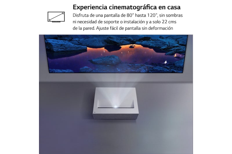 LG Proyector HU715QW - LG CineBeam con SmartTV webOS 6.0 (hasta 120'', fuente Láser, 2.500 lúmenes, 3840 x 2160px, HDR10), HU715QW