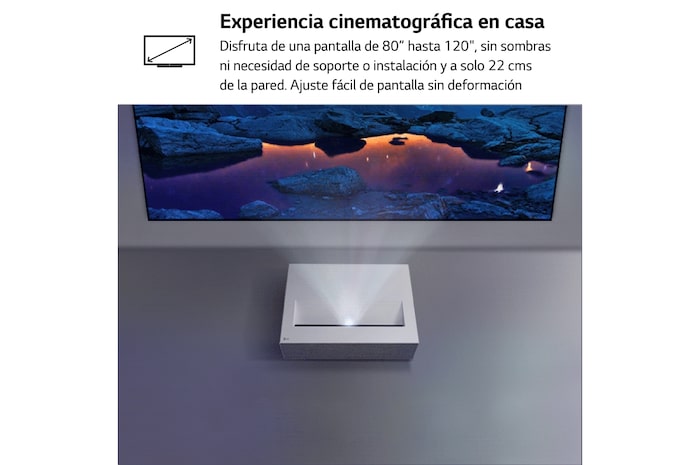 LG Proyector HU715QW - LG CineBeam con SmartTV webOS 6.0 (hasta 120'', fuente Láser, 2.500 lúmenes, 3840 x 2160px, HDR10), HU715QW