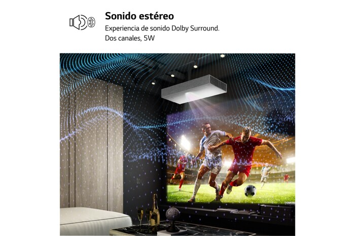 LG Proyector HU85LS - LG CineBeam con SmartTV webOS 4.5 de tiro corto (hasta 120", fuente Láser 3 Canales, 2.700 lúmenes, 3840 x 2160) 2.000.000:1, HU85LS