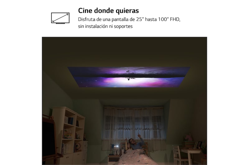 LG Proyector PF50KS - LG CineBeam con SmartTV webOS 3.5 y batería integrada (hasta 100", autonomía 2,5 horas, fuente LED, 600 lúmenes, 1920 X 1080) 100,000:1, PF50KS