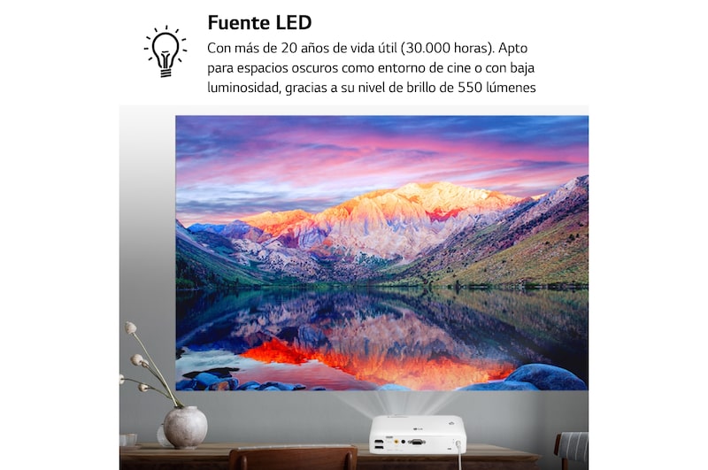LG Proyector PH510PG - LG CineBeam con batería integrada (hasta 100", autonomía 2,5h, fuente LED, 550 lúmenes, 1280 x 720) 100,000: 1, PH510PG