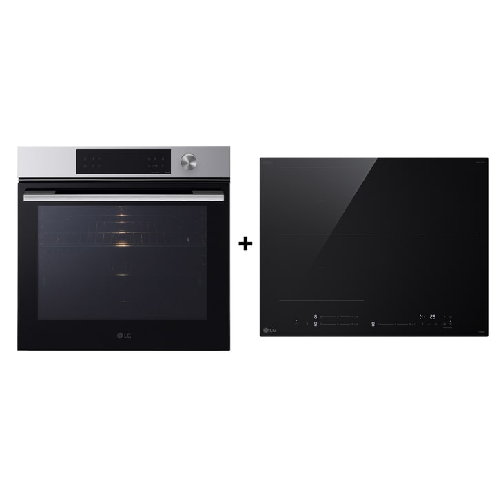 LG Set: Horno LG Instaview 76 litros A++ Cocina Vapor y Freidora de Aire y Placa de indución 59cm Dual Flex, WSCB7557.SET