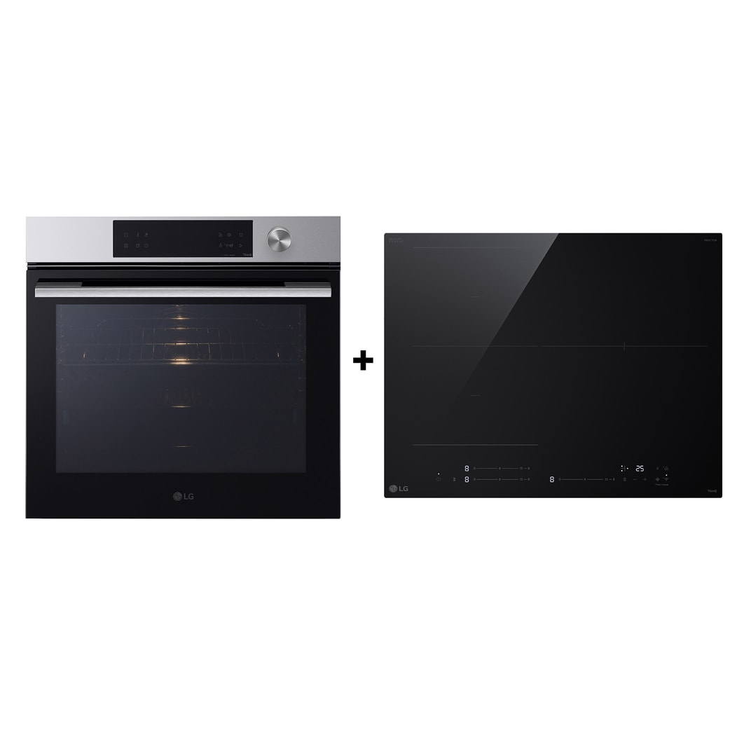 LG Oferta set: Horno LG Instaview 76 litros A++ Cocina Vapor y Freidora de Aire y Placa de indución 59cm Dual Flex, WSED7667M.CBIZ7