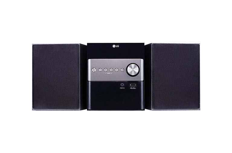 Vista frontal de LG XBOOM CM1560, Microcadena con 10W de potencia, conexión bluetooth y USB CM1560