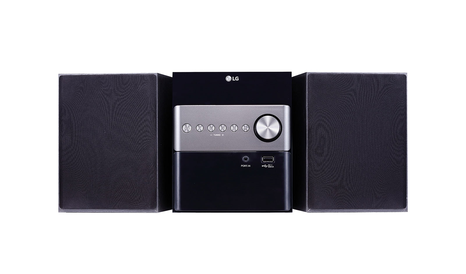 Vista frontal de LG XBOOM CM1560, Microcadena con 10W de potencia, conexión bluetooth y USB CM1560