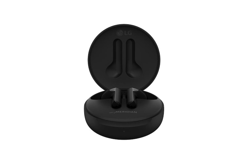 LG Auriculares inalámbricos LG TONE Free FN5 con sonido de alta resolución y envolvente Meridian. UVnano elimina el 99,9% de las bacterias con solo 10 minutos de carga. Hasta 18h de batería, sonido ambiente y protección al agua IPX4. Música y llamadas, claras y nítidas., HBS-FN5U