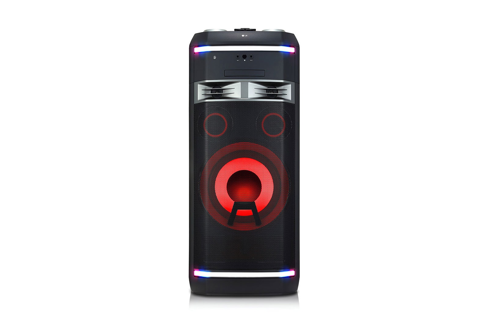 Vista frontal de LG XBOOM La Bestia pone el sonido con 2000W de potencia OL100