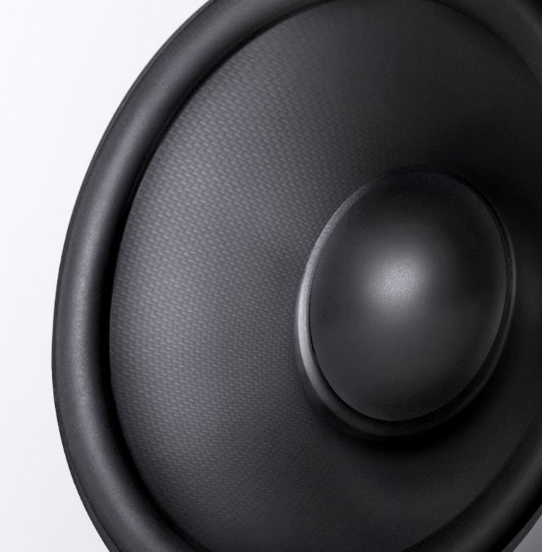 Plano cercado del woofer hecho de carbono