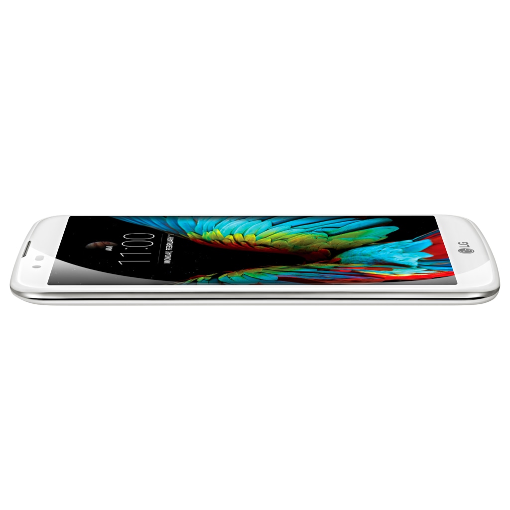 LG Smartphone con pantalla HD de 13.46cm/5.3" con tecnología IPS LCD, con cámara 13MP, color blanco, cristal curvo y diseño redondeado con una trasera rugosa para un mejor agarre y un frontal de tacto más suave, K10-LGK420N-WH