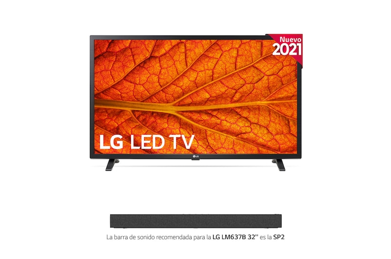LG TV LED HD, 80cm/32", AI Smart TV, Procesador Quad Core, ThinQ webOS 4.5 con Sonido Virtual Surround Plus, 2xUSB, 3xHDMI, G, 32LM637BPLA
