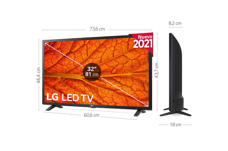 LG TV LED HD, 80cm/32", AI Smart TV, Procesador Quad Core, ThinQ webOS 4.5 con Sonido Virtual Surround Plus, 2xUSB, 3xHDMI, G, 32LM637BPLA