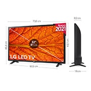 LG TV LED HD, 80cm/32", AI Smart TV, Procesador Quad Core, ThinQ webOS 4.5 con Sonido Virtual Surround Plus, 2xUSB, 3xHDMI, G, 32LM637BPLA