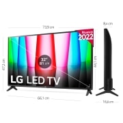 LG Televisor LG HD Ready, Procesador de Gran Potencia a5 Gen 5, compatible con formatos HDR 10, HLG, HGiG. Smart TV webOS22., 32LQ570B6LA
