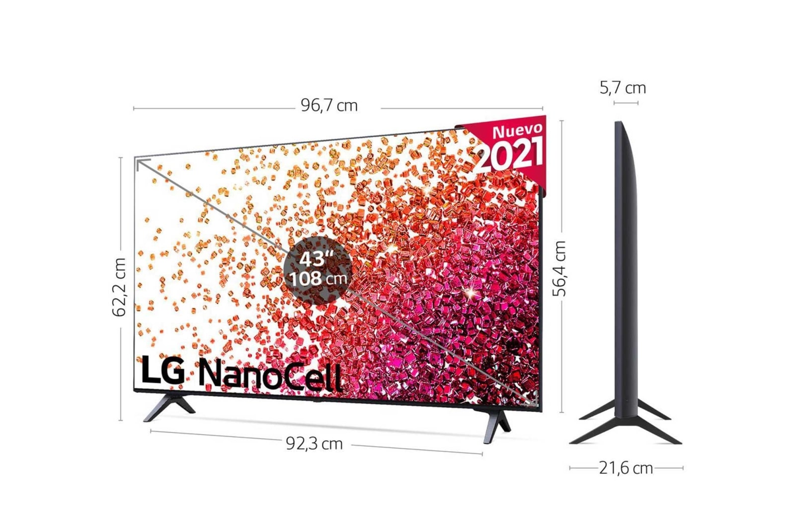 LG 4K NanoCell, SmartTV webOS 6.0, Procesador de Imagen 4k Quad Core [Clase de eficiencia energética G], 43NANO756PR