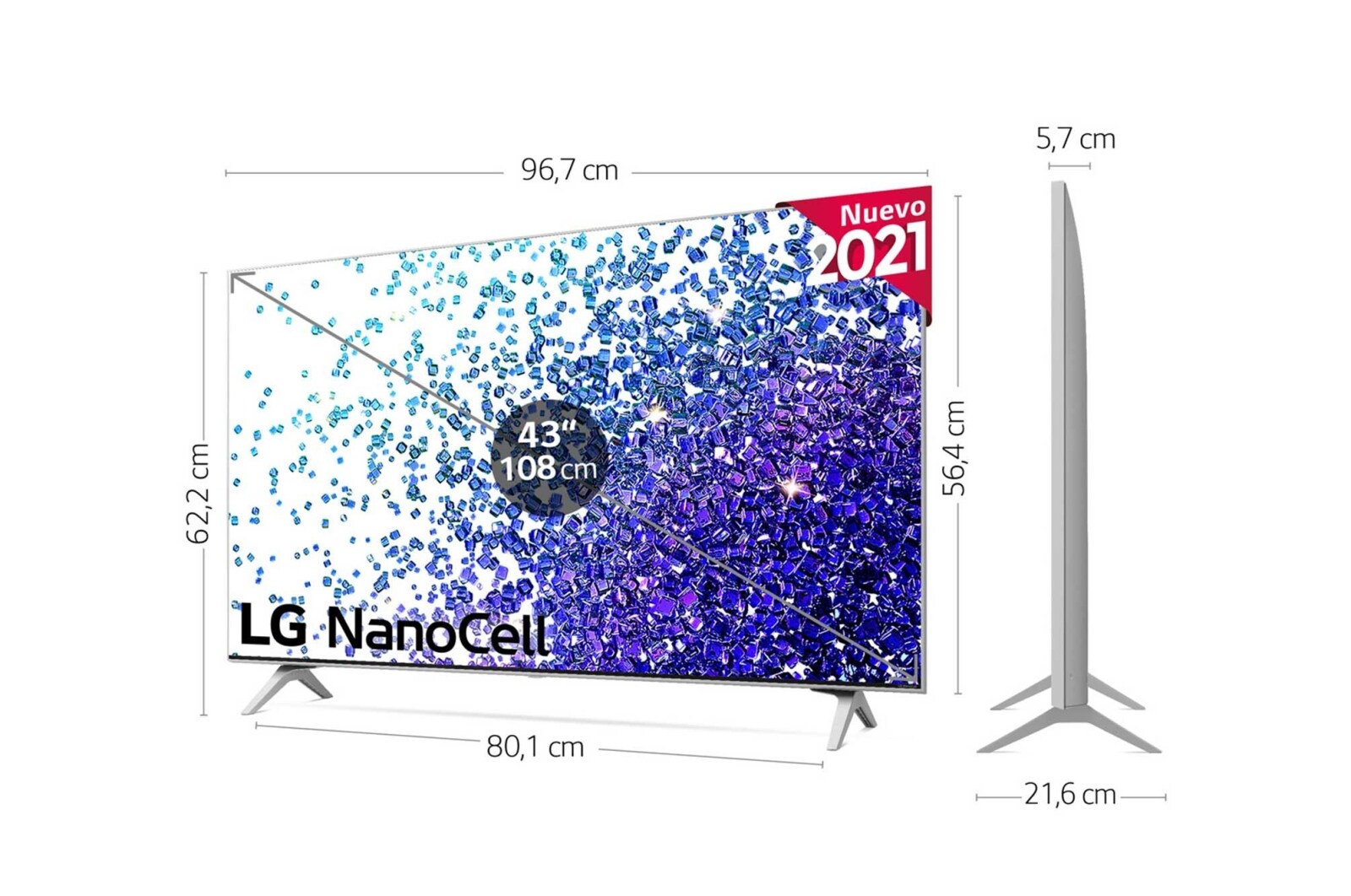 LG 4K NanoCell, SmartTV webOS 6.0, Procesador de Imagen 4k Quad Core [Clase de eficiencia energética G], 43NANO776PA