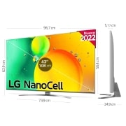 LG Televisor LG 4K Nanocell, Procesador de Gran Potencia 4K a5 Gen 5, compatible con formatos HDR 10, HLG y HGiG, Smart TV webOS22, 43NANO786QA