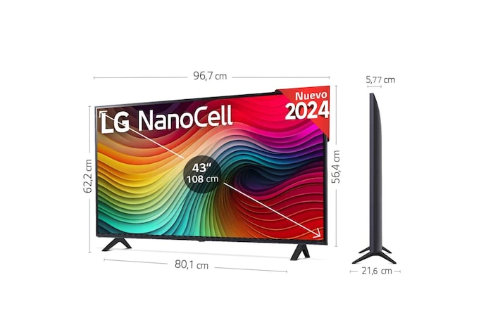 LG 43 pulgadas TV LG NANOCELL 4K serie AI NANO81 con Smart TV WebOS24, 43NANO81T6A