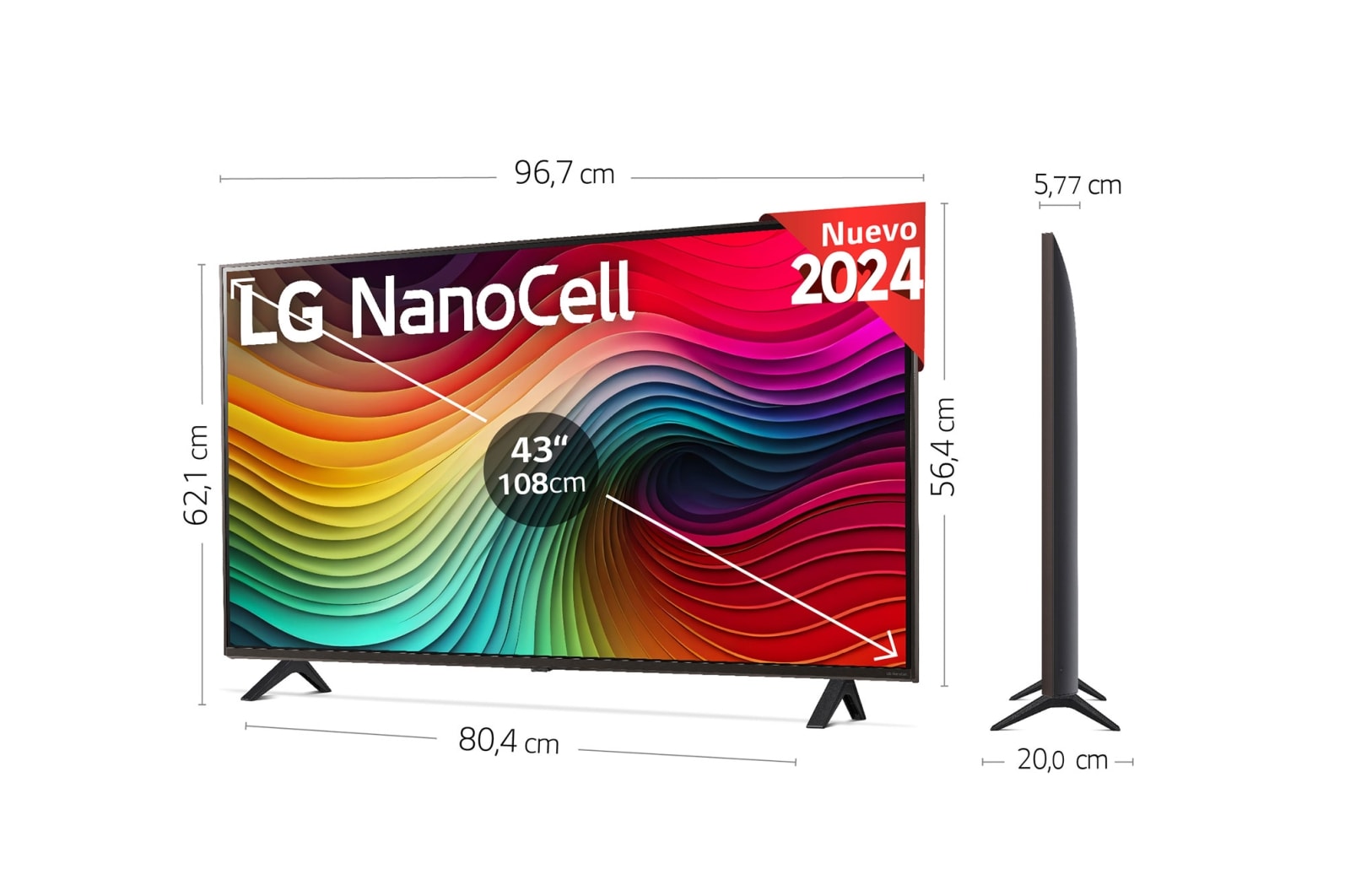 LG 43 pulgadas TV LG NANOCELL 4K serie AI NANO82  con Smart TV WebOS24, 43NANO82T6B