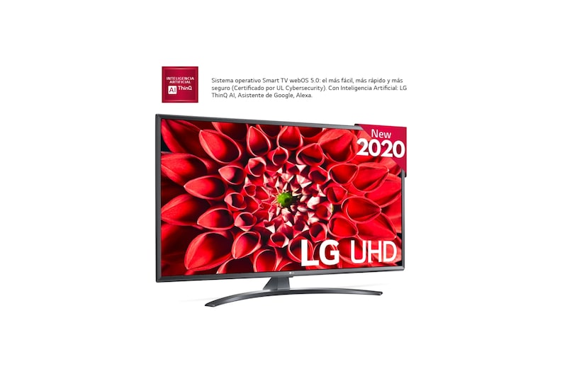 LG 43UN74006LB SMART TV UHD 4K - Smart TV con Inteligencia Artificial, 108cm (43"), Procesador Inteligente Quad Core, HDR 10 Pro, HLG, Sonido Ultra Surround, LED, G, 43UN74006LB