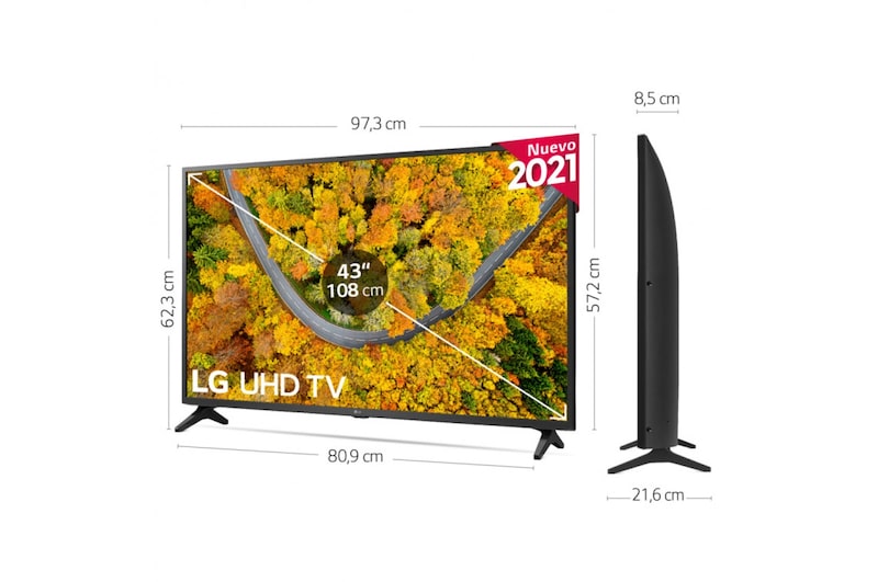 LG TV LG 4K UHD, SmartTV webOS 6.0, Procesador de Imagen 4K Quad Core, Gaming TV, Compatible HDR10 Pro y HLG [Clasificación energética G], 43UP75006LF