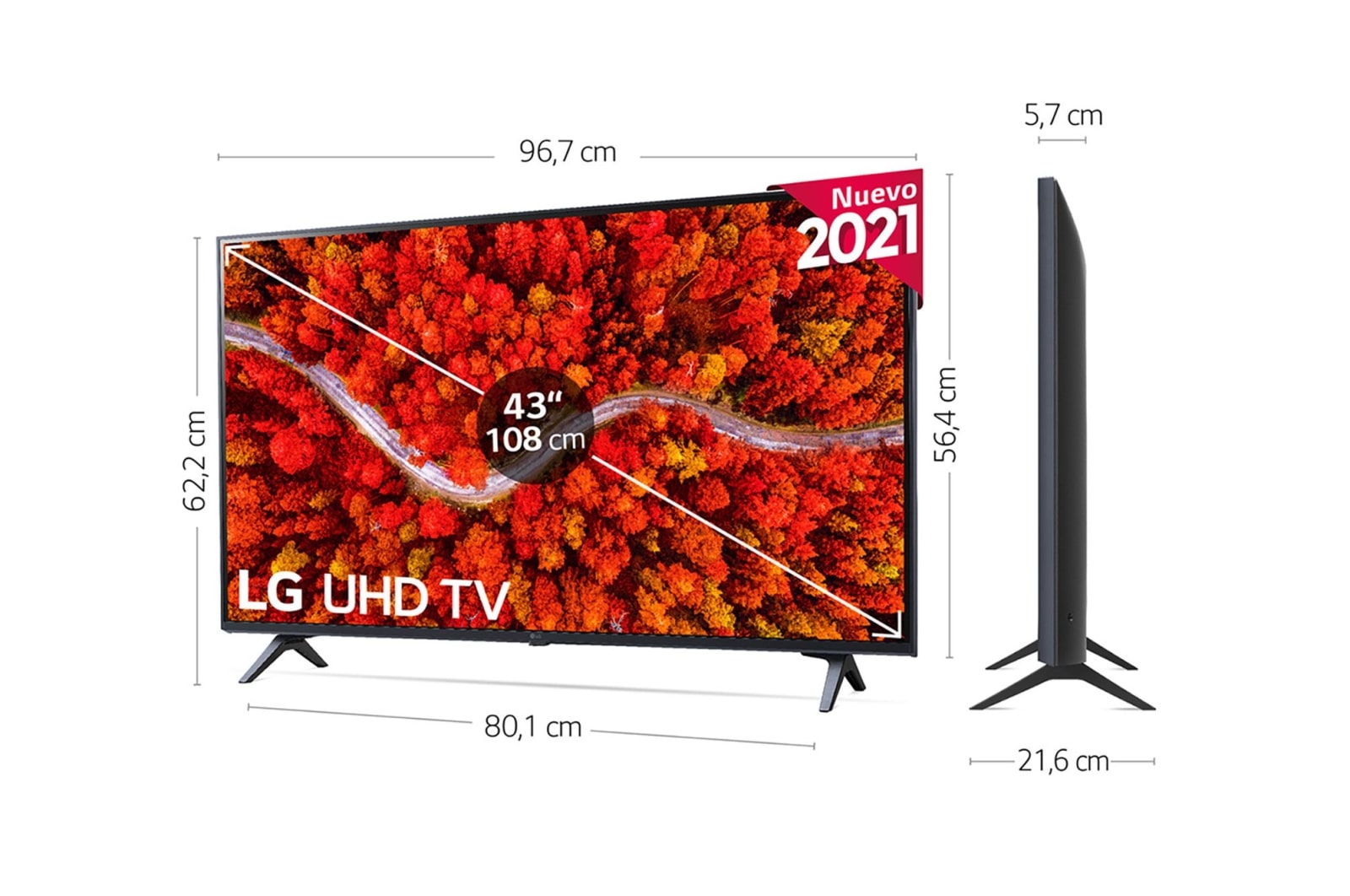 LG 4K UHD, SmartTV webOS 6.0, Procesador de Imagen 4K Quad Core [Clasificación energética G], 43UP80006LA