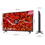 LG 4K UHD, SmartTV webOS 6.0, Procesador de Imagen 4K Quad Core [Clasificación energética G], 43UP80006LA