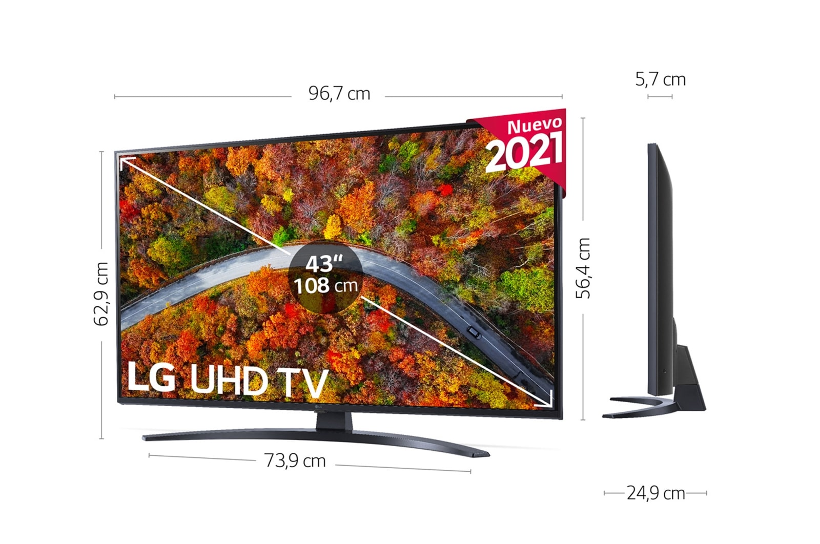 LG 4K UHD, SmartTV webOS 6.0, Procesador de Imagen 4K Quad Core [Clasificación energética G], 43UP81006LR