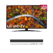 LG 4K UHD, SmartTV webOS 6.0, Procesador de Imagen 4K Quad Core [Clasificación energética G], 43UP81006LR