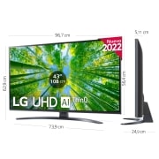LG Televisor LG 4K UHD, Procesador de Gran Potencia 4K α5 Gen 5, compatible con formatos HDR 10, HLG y HGiG, Smart TV webOS22., 43UQ81006LB
