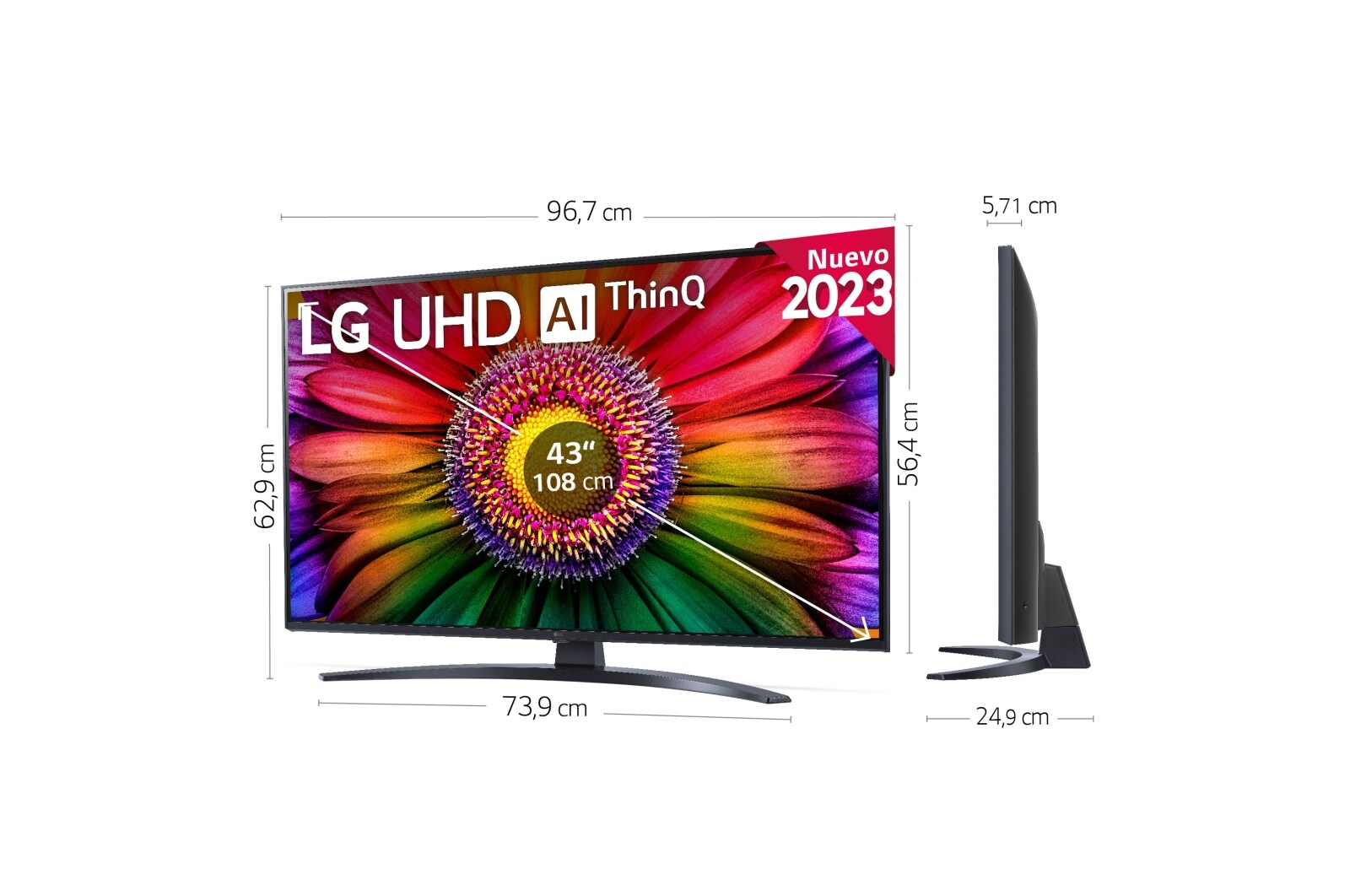 LG TV LG  UHD 4K de 43'' Serie 81, Procesador Alta Potencia, HDR10 / Dolby Digital Plus, Smart TV webOS23, , 43UR81006LJ