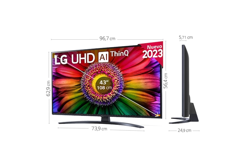 LG TV LG  UHD 4K de 43'' Serie 81, Procesador Alta Potencia, HDR10 / Dolby Digital Plus, Smart TV webOS23, , 43UR81006LJ