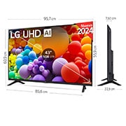 LG 43 pulgadas TV LG UHD AI 4K serie UT73  con Smart TV WebOS24, 43UT73006LA