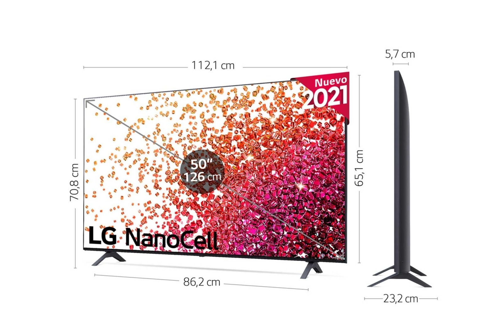 LG 4K NanoCell, SmartTV webOS 6.0, Procesador de Imagen 4k Quad Core [Clase de eficiencia energética G], 50NANO756PR