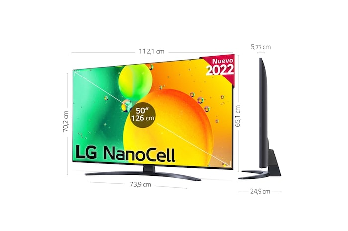 LG Televisor LG 4K Nanocell, Procesador de Gran Potencia 4K a5 Gen 5, compatible con formatos HDR 10, HLG y HGiG, Smart TV webOS22, 50NANO766QA