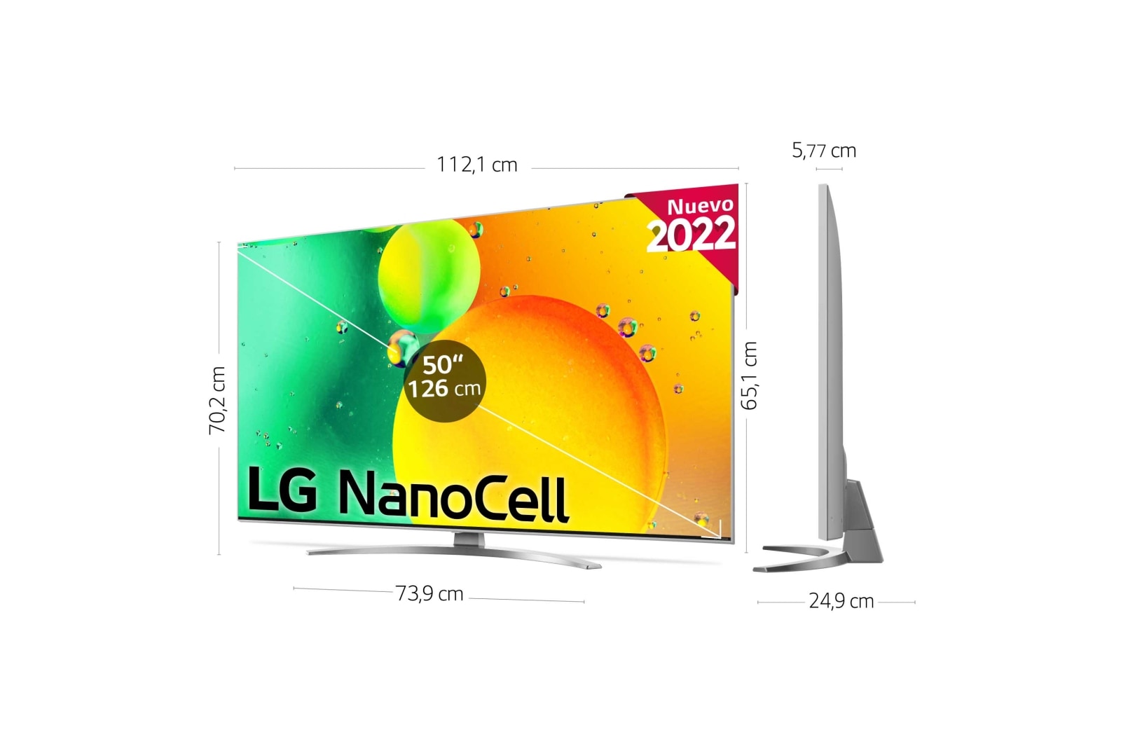 LG Televisor LG 4K Nanocell, Procesador de Gran Potencia 4K a5 Gen 5, compatible con formatos HDR 10, HLG y HGiG, Smart TV webOS22, 50NANO786QA
