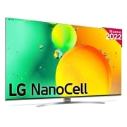 TV LG NanoCell visto de frente y el logo del producto.