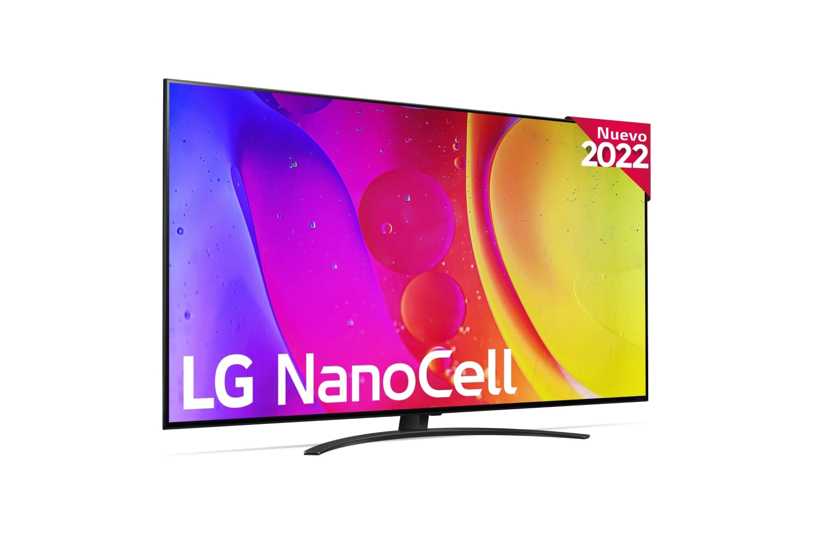TV LG NanoCell 50NANO826QB visto de frente y el logo del producto.