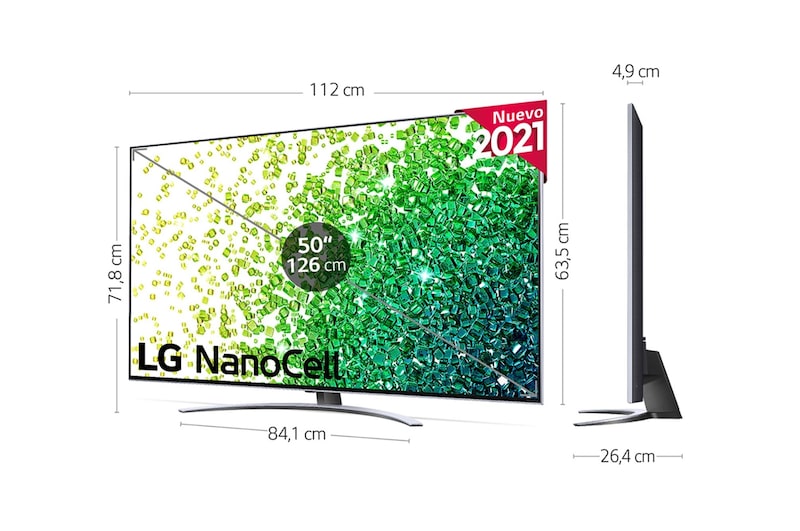 LG 4K NanoCell, SmartTV webOS 6.0, Procesador Inteligente 4K α7 Gen4 con AI, HDR Dolby Vision, DOLBY ATMOS [Clase de eficiencia energética G], 50NANO886PB